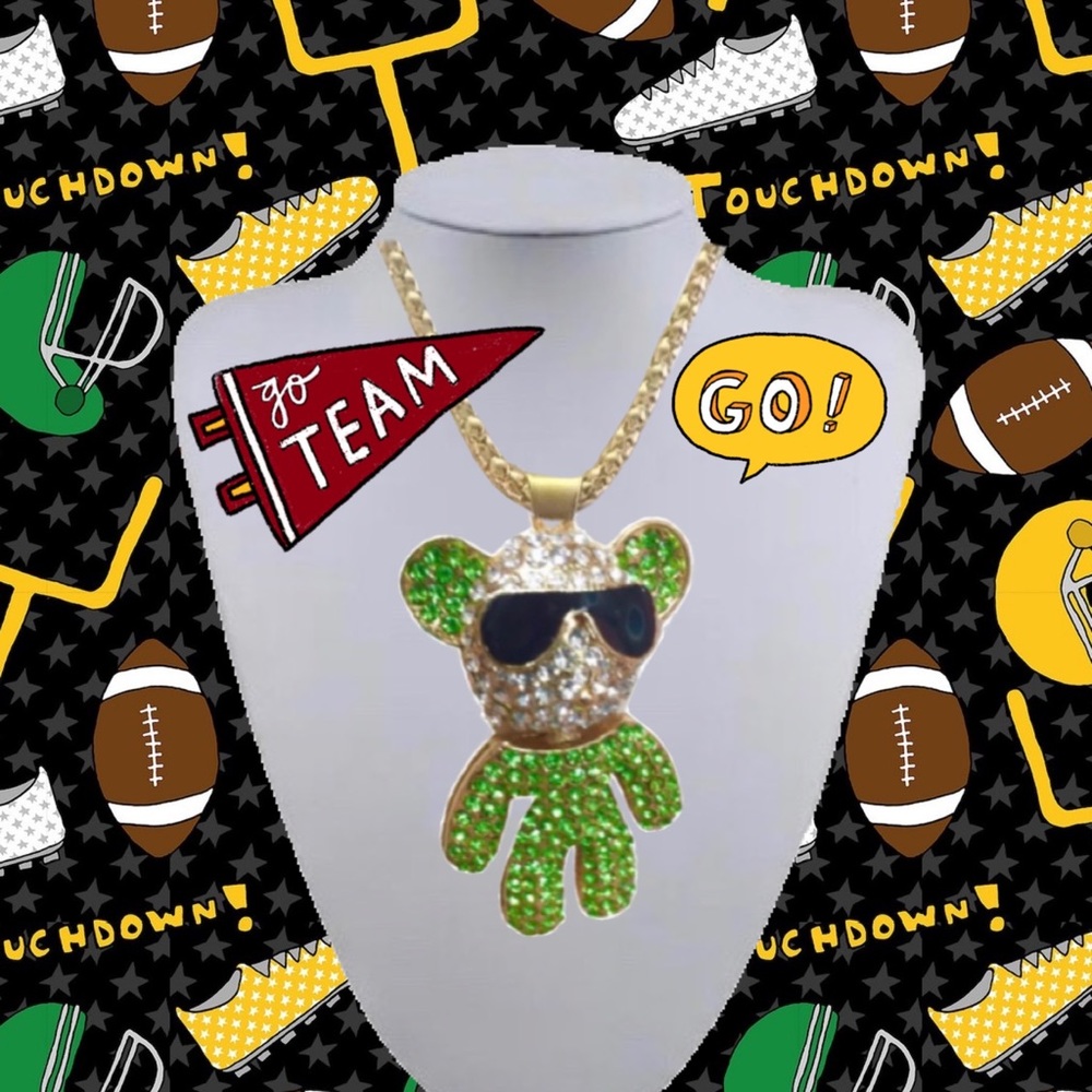 GREEN-CLEAR CRYSTAL BEAR SUNGLASSES - Picture 4 of 7